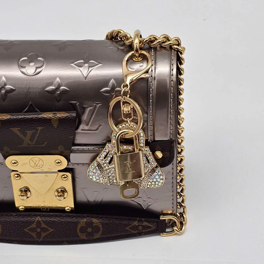 Authentic LV Gold Padlock & Key 🔑 Bag Charm / Unbranded Bag Keychain Combo